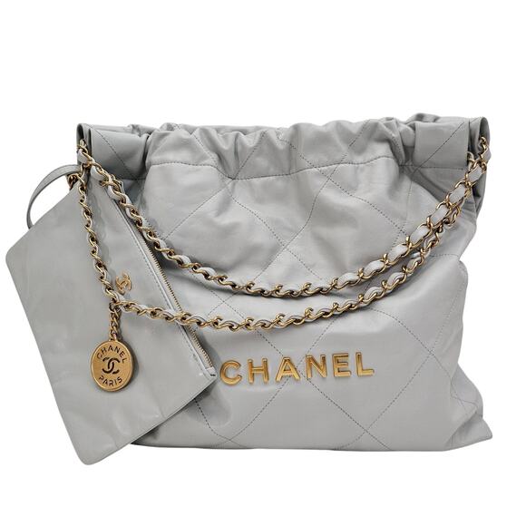 Chanel Pale Blue Quilted Medium 22 Hobo Bag - Picture 1 of 12